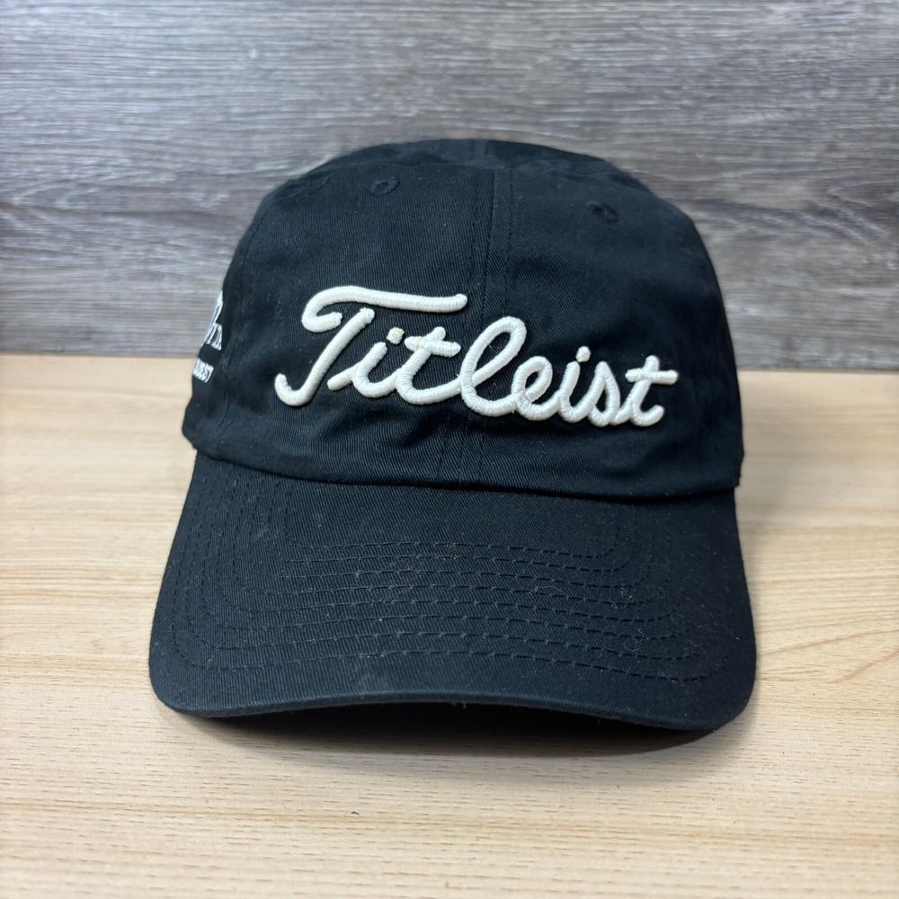 Titleist Hat Cap Strap Back Black Golf Golfing Script Solivita Adjustable